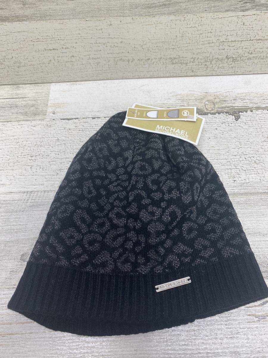 Michael Kors Metallic Leopard Reversible Beanie Black Hat  display picture 2