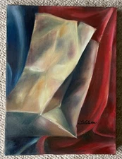 Vintage Paper Bag Still Life Painting Modern Art Wall Hanging Signed Wilson