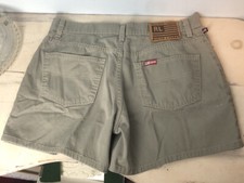90s Y2k Ralph Lauren Polo Jeans Vtg Army Green 5  flag Logo Shorts 8 Mid Utility