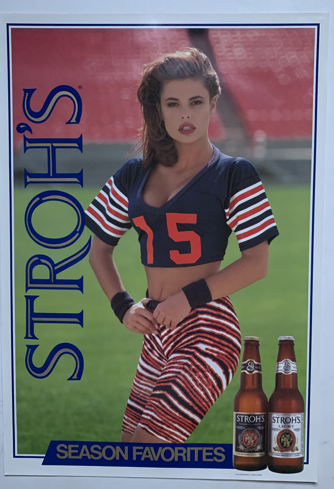 Vintage Stroh’s Season Favorites Model In Zubaz Pants Chicago Bears