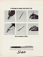 Print Ad Scripto Pen 1963 Ball Point Full Page Large Magazine 10.5"x13.5"