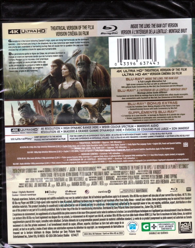 KINGDOM OF THE PLANET OF THE APES 4K ULTRA HD & BLURAY SET with Freya Allan - Image 2 of 2