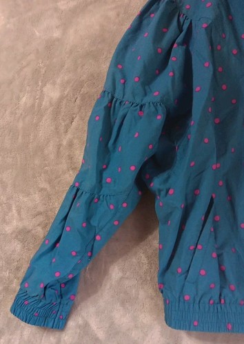Tail Windbreaker Jacket Womens Small Vintage 80s Blue Pinks Dots Retro Full Zip - Picture 3 of 9