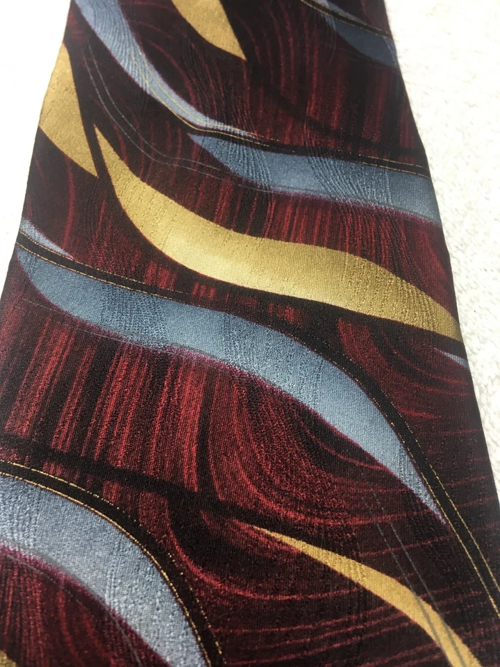 MURANO MENS TIE BURGUNDY WITH GOLD AND GRAY 4 X 61 - Image 3 of 4