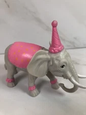 ANKYO Party Animals ELEPHANT Gray Pink Toy Figure Circus Birthday Cake Topper 4"