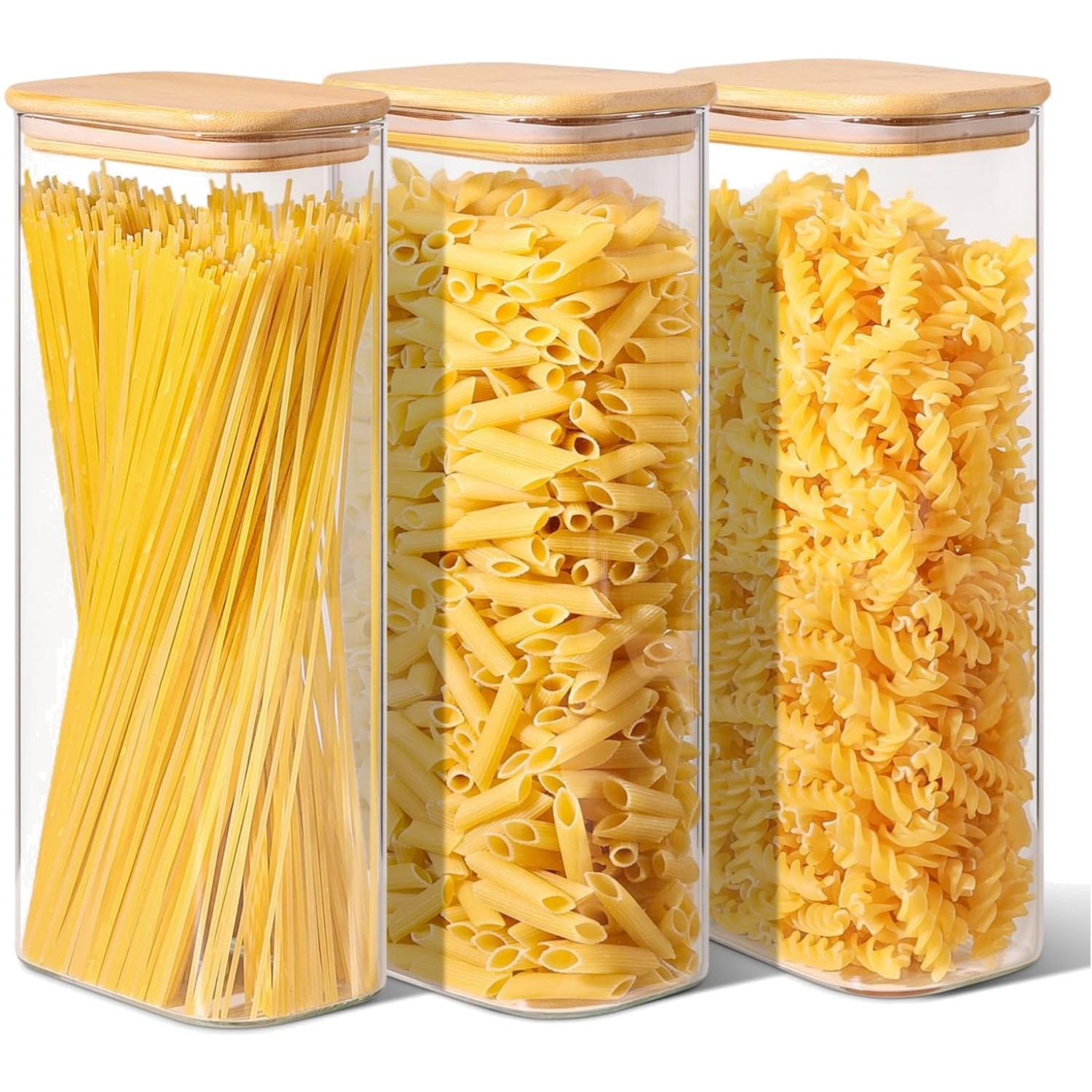 Vorratsgläser 3er Set, luftdicht, Glas, 2,1L, Küchenaufbewahrung, Mehl, Müsli...