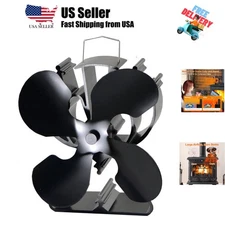 4-Blade Heat Powered Stove Fan for Wood/Log Burner/Fireplace increases 80% mo...