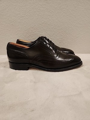 Johnston & Murphy Crown Aristocrafts M8.5 Dk Brown Leather Wingtip Brogue Shoes