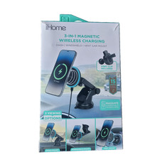 iHome 3-in-1 Magnetic Wireless Charging Car Mount