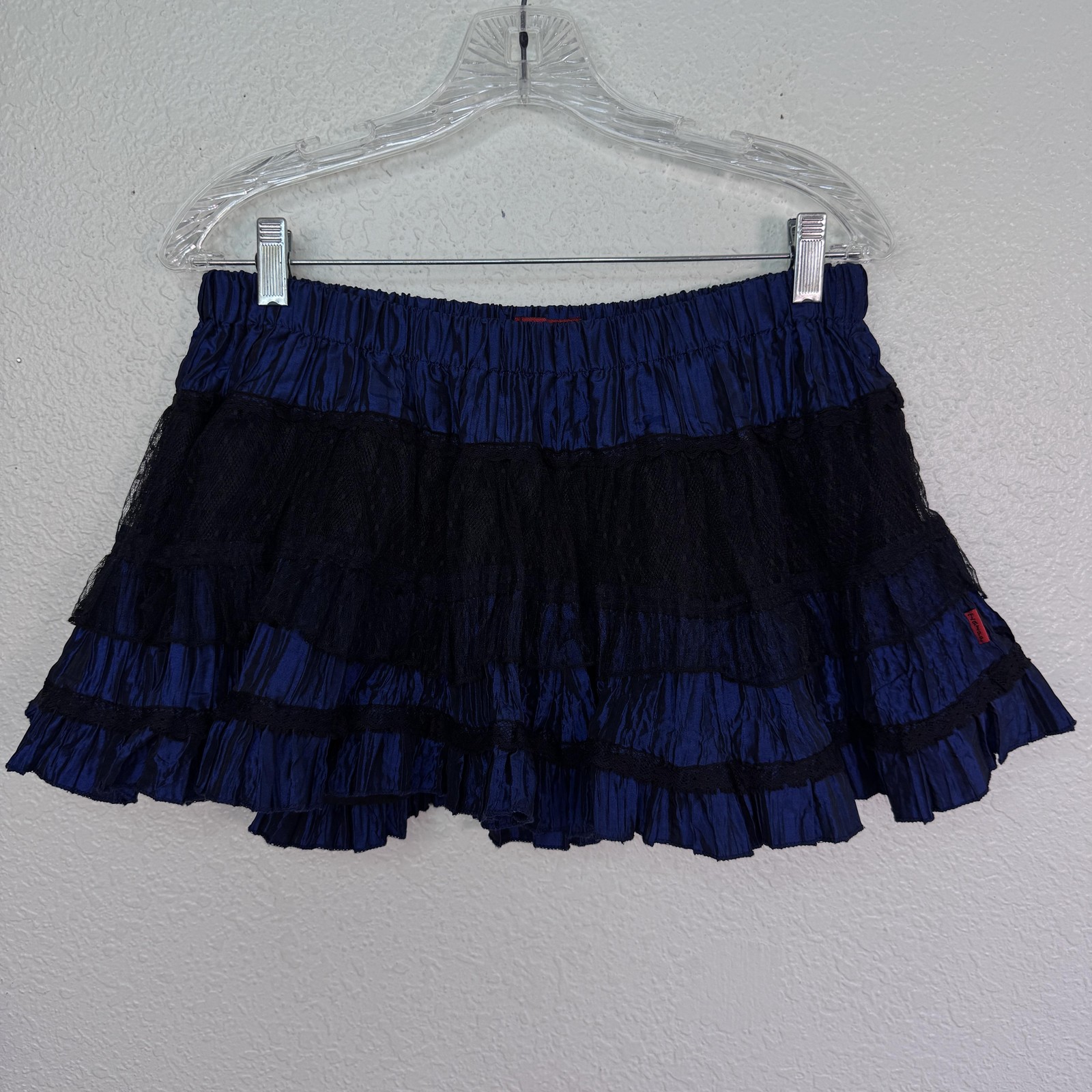 TRIPP NYC Skirt Womens Large Y2K Tutu Lace Ruffle Mini Goth Punk Blue Black