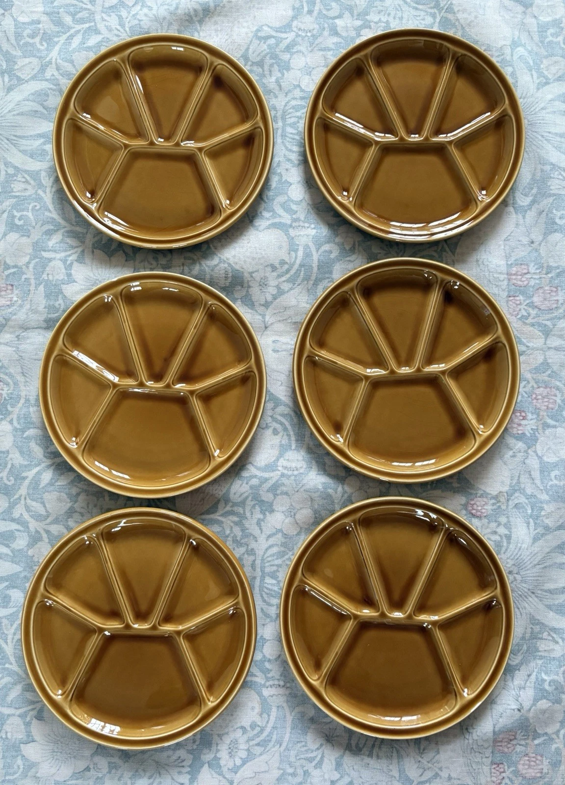 Set of 6 Vintage Gien French Fondue Appetizer Plates Made In France