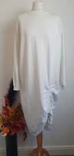 BOOHOO Ladies Large White Long Sleeve Runched Sweatshirt Jumper Dress