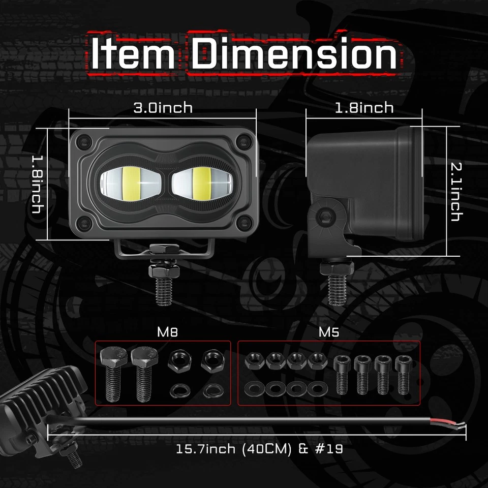 Par de luzes de neblina LED SAE 3 polegadas 40W aprovado pelo DOT cubo de luz LED pods rua legal - Imagem 4 de 4