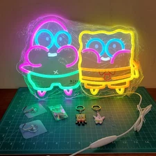 SpongeBob SquarePants & Patrick neon LED wall sign 15.5"x10" cartoon decor gift