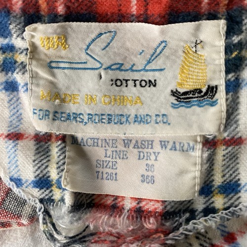Vintage Sail Sears Roebuck Red Plaid Cotton Flannel Nightshirt Nightgown Women’s - Picture 11 of 14