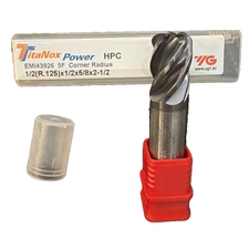 YG 1/2” Carbide 5F Corner Radius End Mill TitaNox Power HPC Titanium Inconel SS