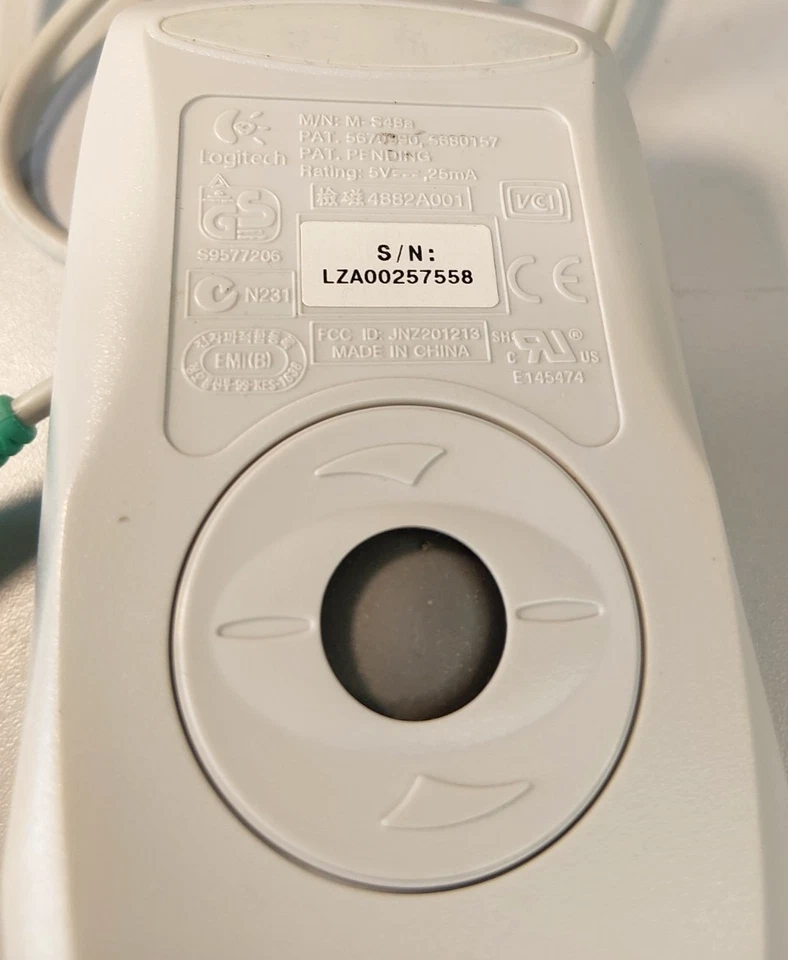 Vintage Logitech 2-Button Mechanical Trackball Mouse PS/2 M-S48 90s Retro - Image 3 of 4