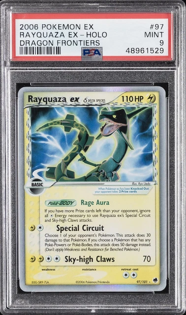 2006 POKEMON EX DRAGON FRONTIERS #97 RAYQUAZA EX-HOLO PSA 9