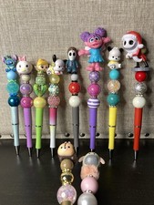 LOT Of 10 Black Ink Beaded Pens