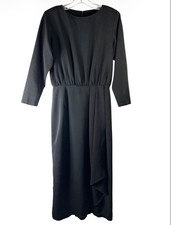 Vtg 70s Original Career Little Black Dress 4 XS XS LBD Modest Normcore Mod Retro