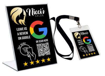 NFC Google Review Card COUNTER TOP Large Stand Display Tap NFC Tag for Business