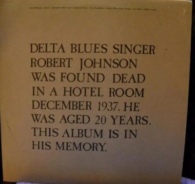 Paul Williams In Memory Of Robert Johnson R.I.P. Sonet Vinyl LP