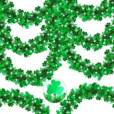 50FT St Patrick's Day Tinsel Garland Green Shamrock Patrick