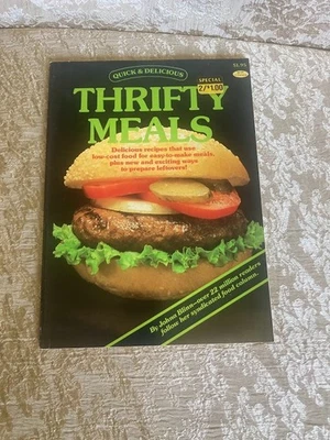 Vintage 1989 Johna Blinn Thrifty Meals Cookbook Quick Delicious Series First Ed - Image 1 of 4