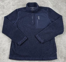 Hi-Tec Sweater Mens Medium Blue Thermo Fleece 1/4 Zip Pullover Pocket Gorpcore