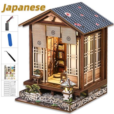 Zen Garden Theme DIY Book Nook Kit for Adults Teens Handmade Japanese with Light