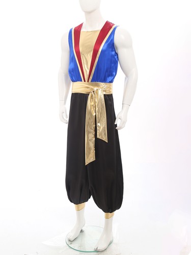 Mens Outfits Satiny Costume Zipper Jumpsuit Carnival One Piece Christmas Indian - Picture 15 of 72