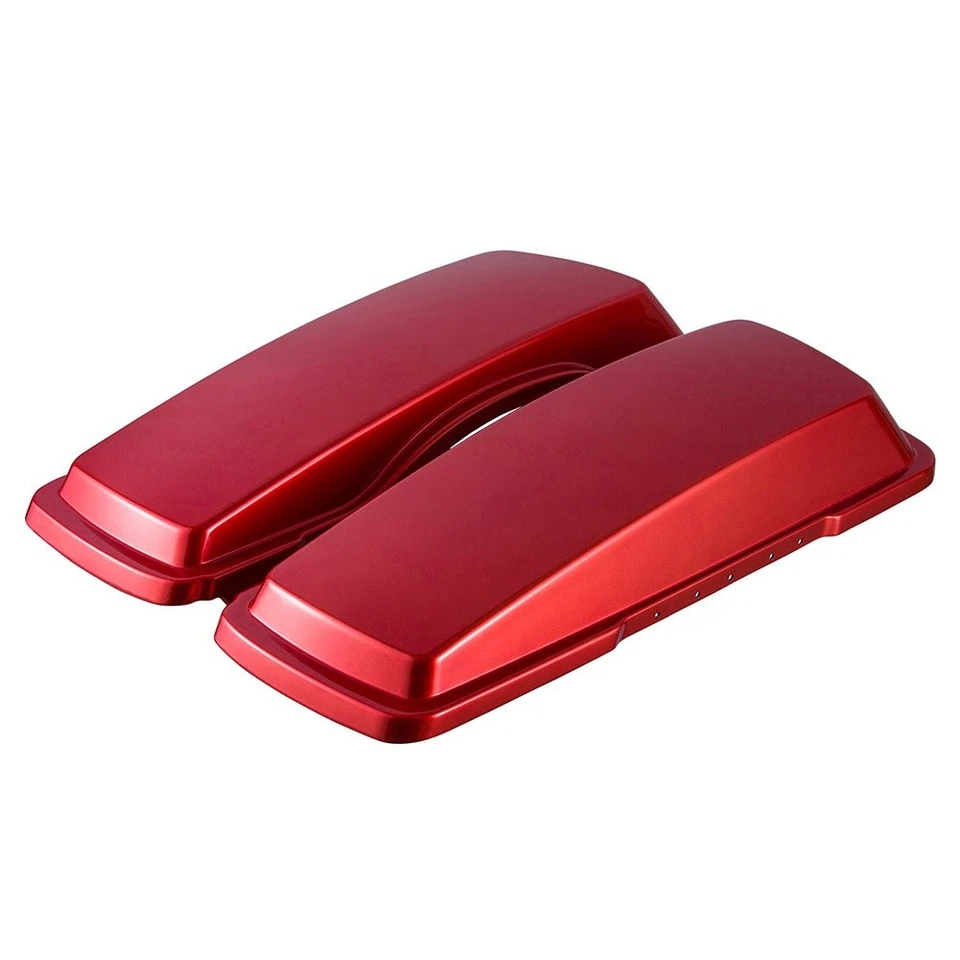 Cubierta de tapa de alforja Ember Red Sunglo para Harley Touring Road Electra Glide 94-13 Foto 2 de 4