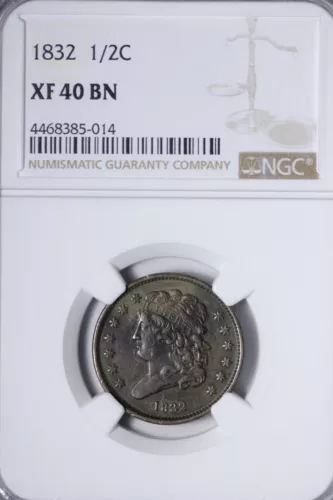 1832 Classic Head 1/2 Half Cent NGC XF40 Sharp!! RCJU