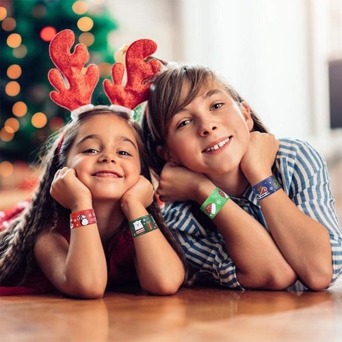 Christmas Slap Bracelets,Xmas Slap Wristbands Snata Claus Reindeer for Christ... - Picture 7 of 8