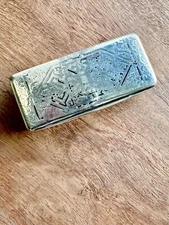 Antique French Niello Tobacco Snuff Box 800 Silver