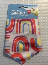 VibrantLife Dog Bandana X-Small/Small 5-20 lb, 6-14” Neck, Rainbow Print NWT