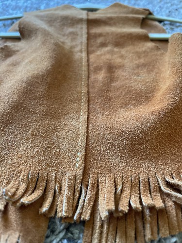 John R Craighead Co Sz Medium Western Cowboy Kids Texas Leather Vest Fringe - Picture 7 of 8