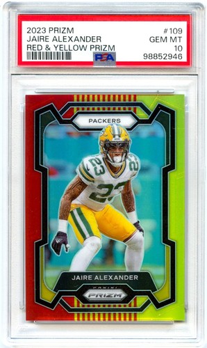 JAIRE ALEXANDER 2023 PANINI PRIZM RED & YELLOW SP 8/44 PSA 10 GEM MINT PACKERS