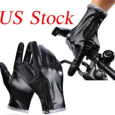 Winter Fleece Keep Warm Leather Gloves Touch Screen Windproof Driving Gloves US