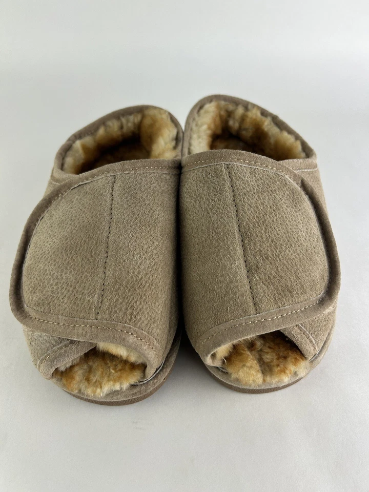 Old Friend Sherpa Slippers Women’s 8- 9 Chestnut Suede Open Toe Step In Footwear - Image 3 of 4