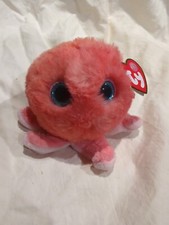 2022 TY Puffies SHELDON the Coral Octopus 4 Inch Stuffed Puff Ball Plush MWMTS