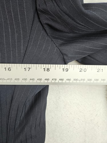 Anh Village Silk Mens Navy Pinstripe Two Piece Suit Jacket 38L Trousers W32 L34 - Picture 7 of 14