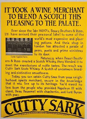 1977 Print Ad Cutty Sark Scotch Whiskey Berry Brothers & Rudd 