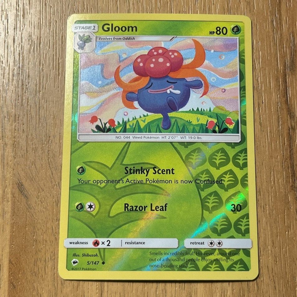 Gloom 5/147 Burning Shadows Reverse Holo Pokemon Card LP
