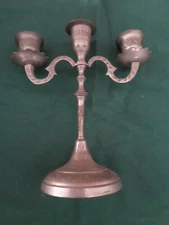 Vintage Z. Y. India World Gift Metal Etched Candelabra Tapered Candle Holder