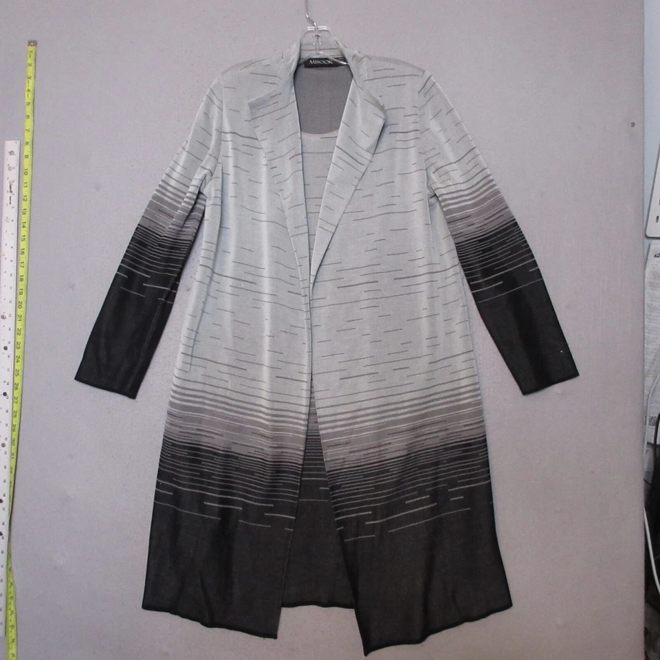 Vestido Suéter Misook Grande Gris Negro Una Pieza Carrera Oficina Iglesia Cóctel Foto 2 de 4