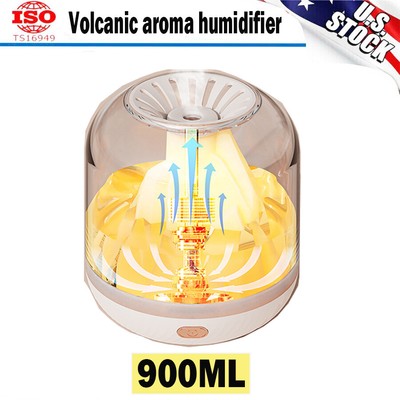 900ML Ultrasonic Mist Cool Humidifier BPA-Free Volcano Aromatherapy Oil Diffuser
