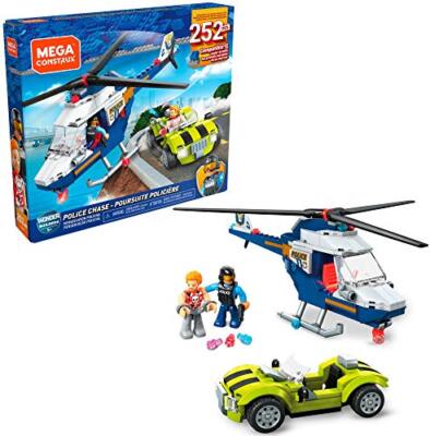 Mega Construx GLK55 - Polizeihubschrauber und Figur (252 Stück), Spielzeug ab 5 