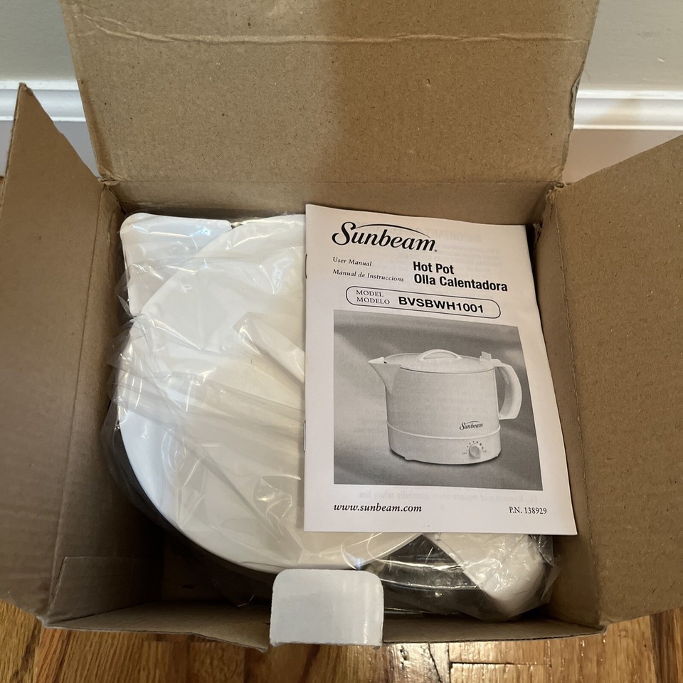 New Sunbeam Hot Pot Express Electric Adjustable Heat White 32 Ounce eBay