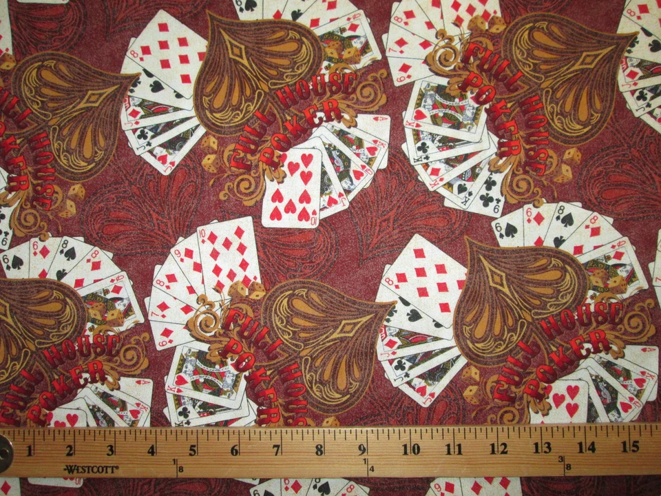 BARAJA DE CARTAS FULL HOUSE POKER JUEGO TELA ALGODÓN MARRÓN FQ Foto 4 de 4